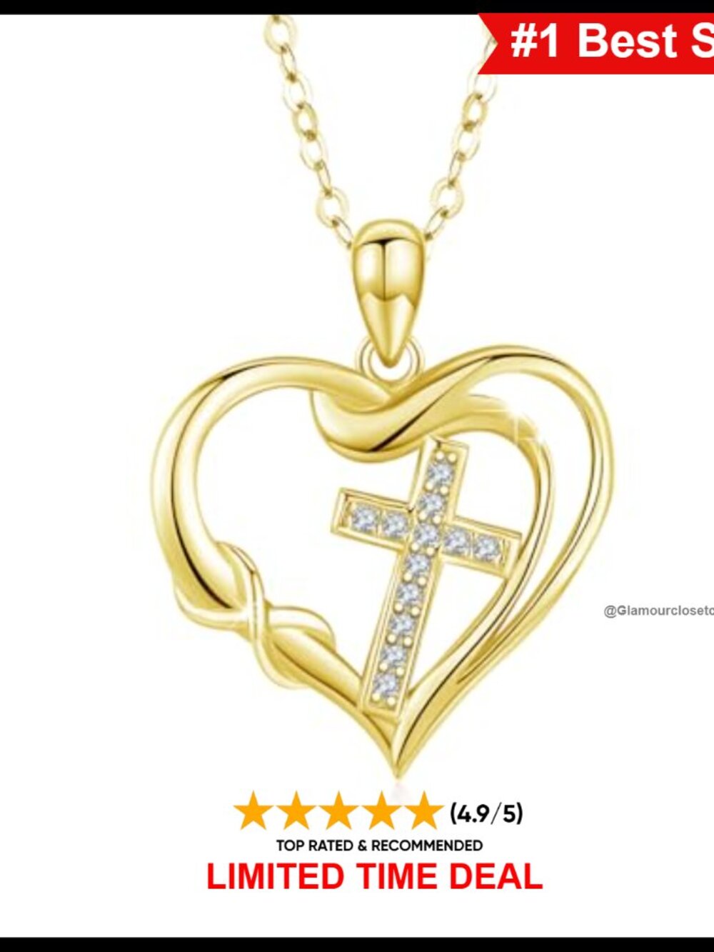 CUOKA MIRACLE Cross Necklace Love Heart Infinity Pendant 925 Sterling Silver